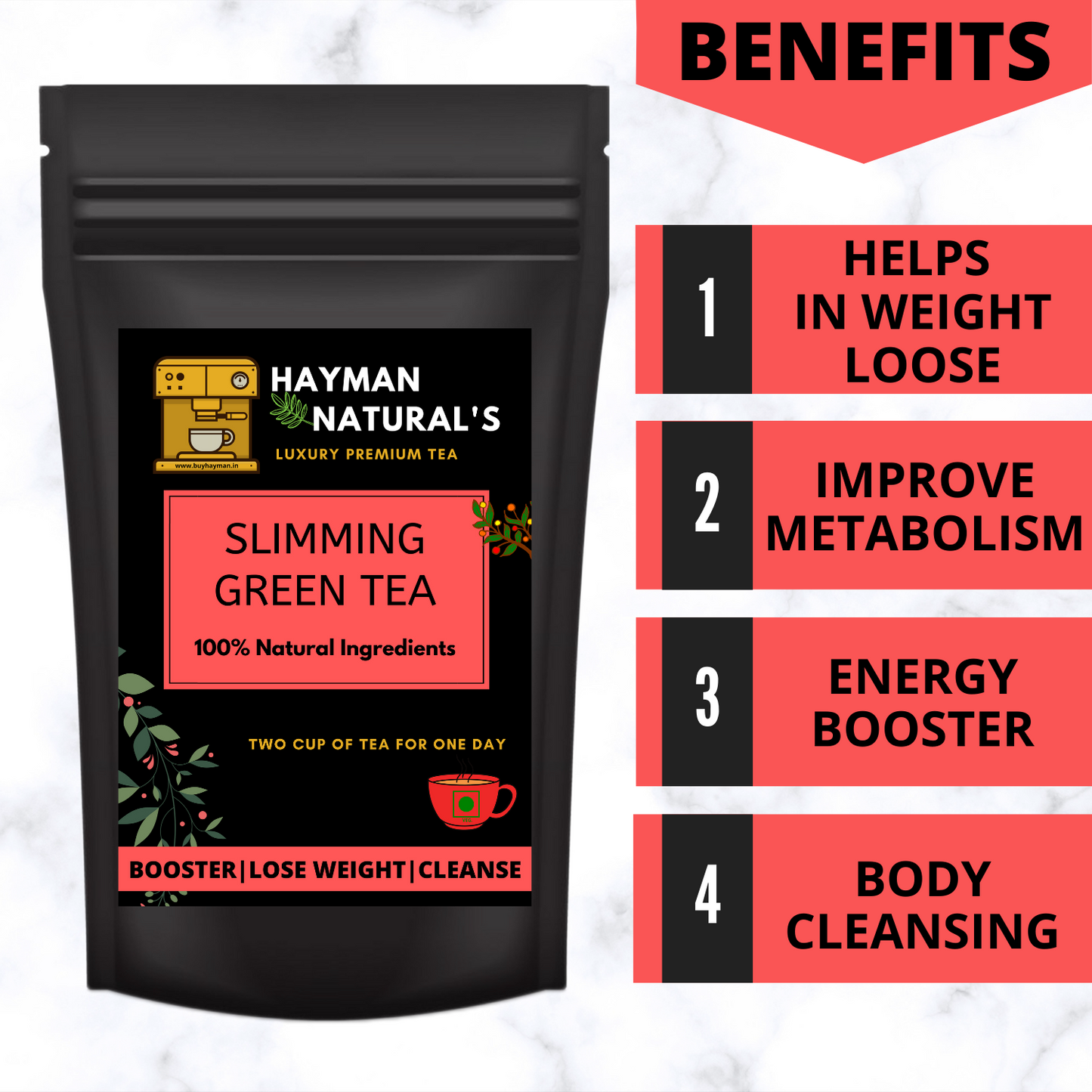 Hayman Natural's Weight Loss Slimming Green Tea For Weight Loss-100g+100g+100g