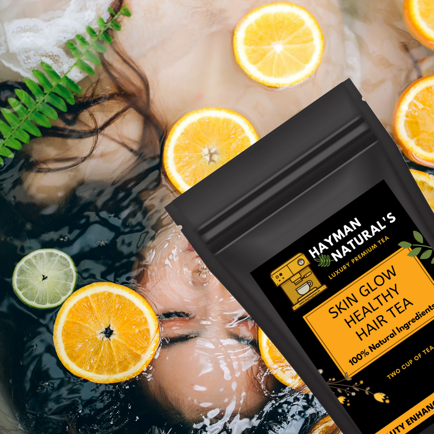 Hayman Natural's Skin Glow Healthy Hair Tea with Natural Beauty Enhancer and good for hair