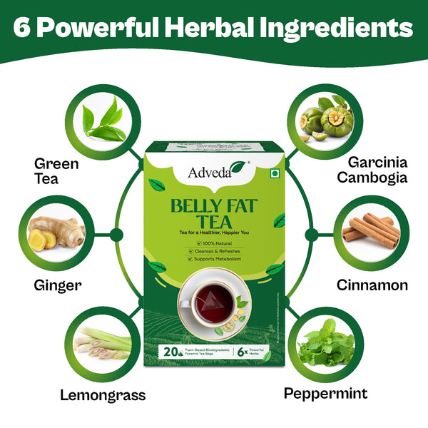 Adveda Belly Fat Cut Herbal Tea- 20  Tea Bags | Slimming & Metabolism Boosting Detox Tea