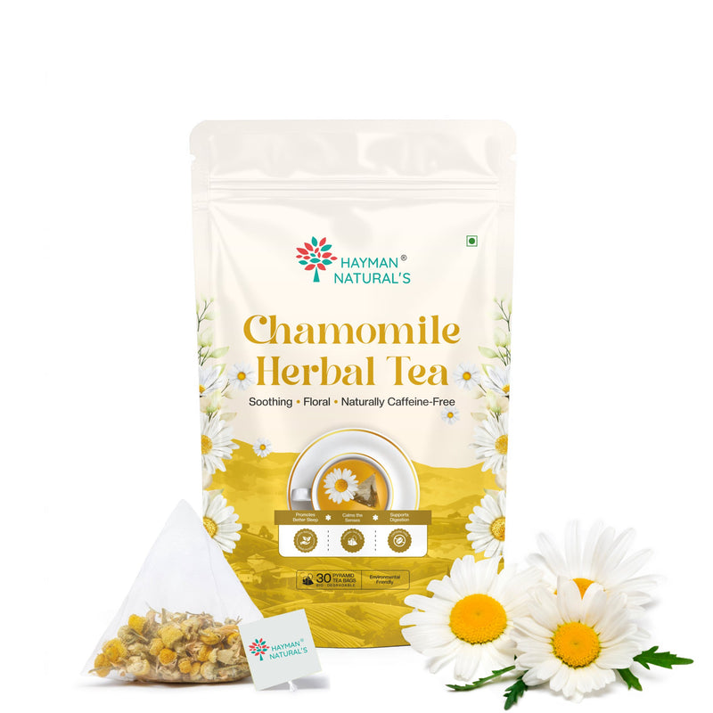 Hayman Natural's Chamomile Herbal Tea-30 Pyramid Tea Bags,Caffeine Free,Calm & Relax Tea