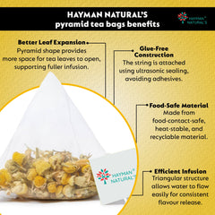Hayman Natural's Chamomile Herbal Tea-30 Pyramid Tea Bags,Caffeine Free,Calm & Relax Tea