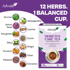 Adveda Diabetes Care Herbal Tea- 20  Tea Bags | Sugar Control & Metabolic Balance Tea