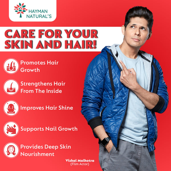 Hayman Natural's Plant Based Biotin Tablets | Sesbania Biotin with Amla & Grapeseed | Hair Vitamins for Men & Women for Hair Growth, Strong Hair, Skin & Nails | 120 Veg Tablets - 4 Months Supply