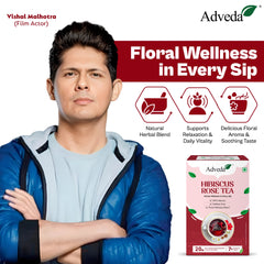 Adveda Hibiscus Rose Herbal Tea- 20  Tea Bags | Antioxidant, Skin Glow & Relaxation Tea