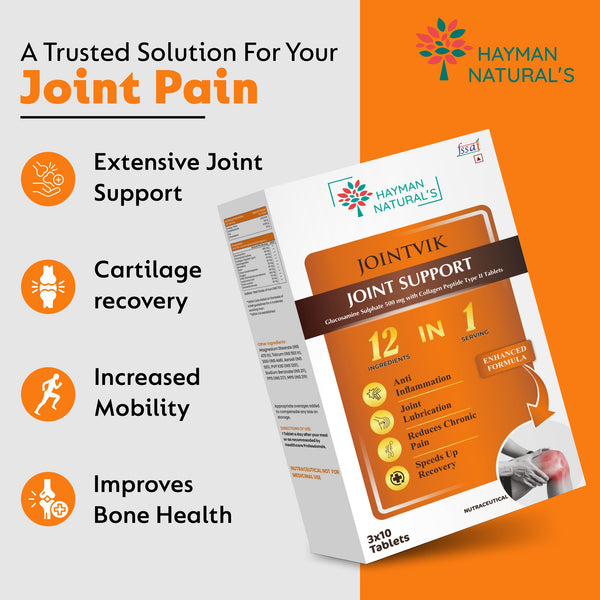 Hayman Natural’s Joint Support Tablets with Glucosamine, Chondroitin & MSM | Herbal Joint Care & Mobility Support | With Collagen Type II | Daily Wellness Supplement-30 Tablets