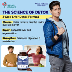 Hayman Natural’s Liver Detox Tablets with Milk Thistle 600 mg, Kasani & Punarnava | Herbal Liver Care & Daily Detox Support | With Vitamin E-60  Veg Tablets