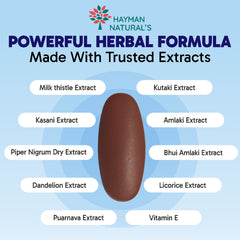 Hayman Natural’s Liver Detox Tablets with Milk Thistle 600 mg, Kasani & Punarnava | Herbal Liver Care & Daily Detox Support | With Vitamin E-60  Veg Tablets