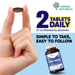 Hayman Natural’s Liver Detox Tablets with Milk Thistle 600 mg, Kasani & Punarnava | Herbal Liver Care & Daily Detox Support | With Vitamin E-60  Veg Tablets