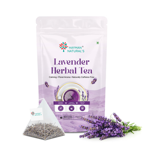 Hayman Natural's Lavender Herbal Tea-30 Pyramid Tea Bags,Stress Relief & Relaxation Tea,Caffeine Free