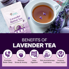 Hayman Natural's Lavender Herbal Tea-30 Pyramid Tea Bags,Stress Relief & Relaxation Tea,Caffeine Free
