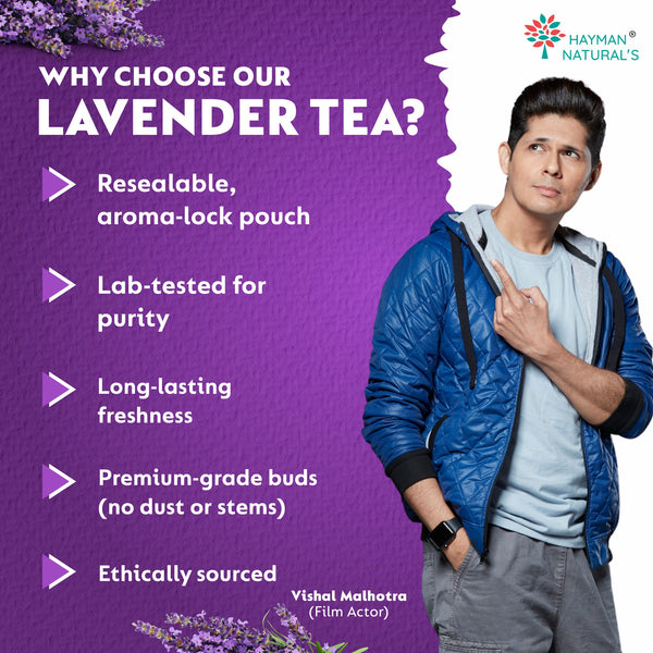 Hayman Natural's Lavender Herbal Tea-30 Pyramid Tea Bags,Stress Relief & Relaxation Tea,Caffeine Free
