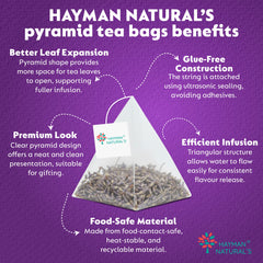 Hayman Natural's Lavender Herbal Tea-30 Pyramid Tea Bags,Stress Relief & Relaxation Tea,Caffeine Free