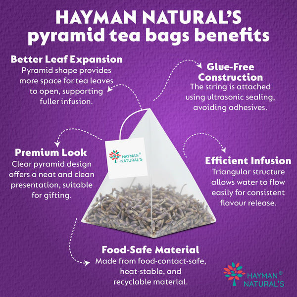 Hayman Natural's Lavender Herbal Tea-30 Pyramid Tea Bags,Stress Relief & Relaxation Tea,Caffeine Free