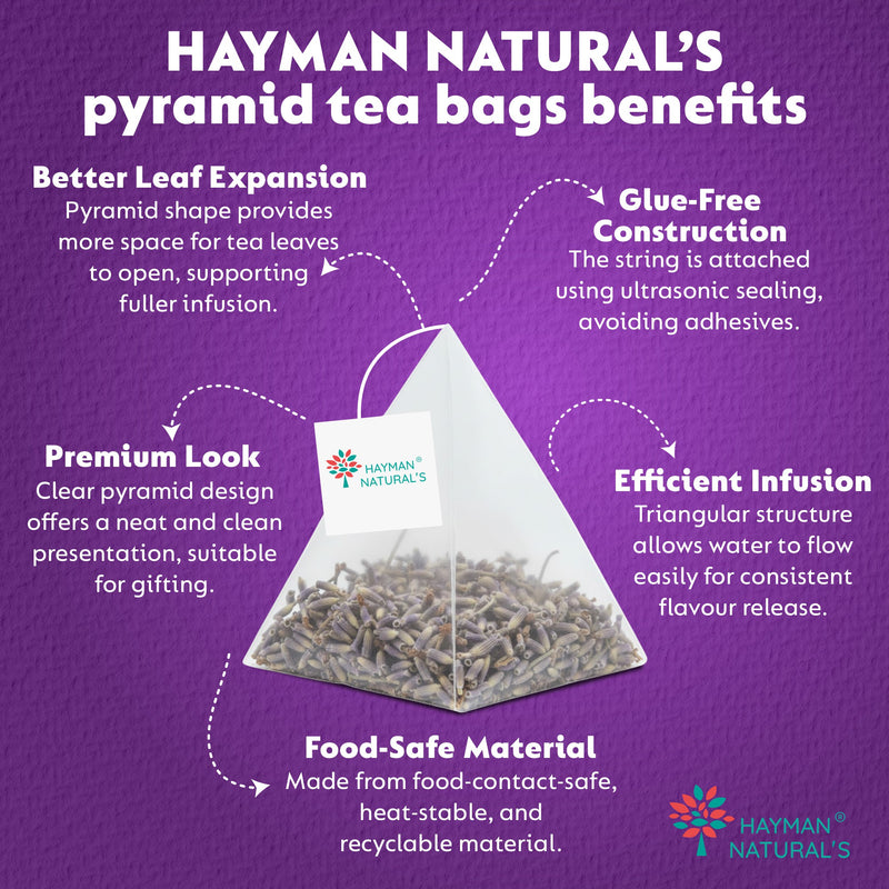 Hayman Natural's Lavender Herbal Tea-30 Pyramid Tea Bags,Stress Relief & Relaxation Tea,Caffeine Free