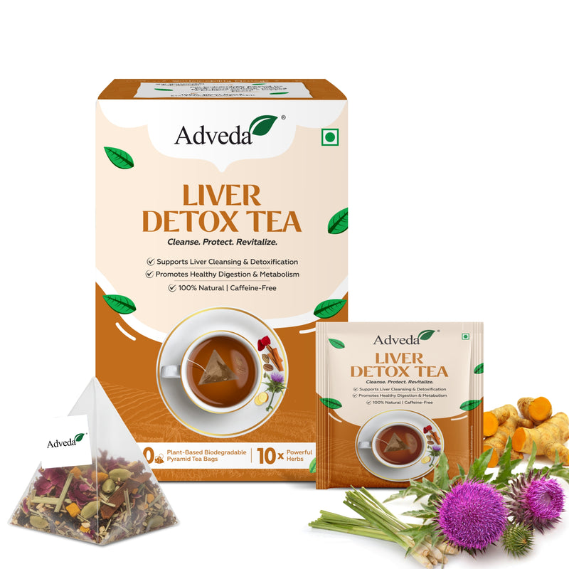 Adveda Liver Detox Herbal Tea- 20  Tea Bags | Daily Liver Cleanse & Toxin Flush Tea