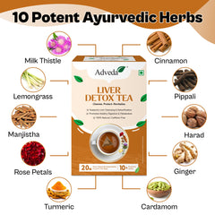 Adveda Liver Detox Herbal Tea- 20  Tea Bags | Daily Liver Cleanse & Toxin Flush Tea