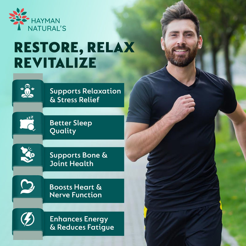 Hayman Natural's Magnesium Glycinate Tablets 2000mg – High Absorption Chelated Magnesium Supplement – Supports Muscle Recovery, Sleep, Nerve & Heart Health – for Men & Women – 120 Veg Tablets