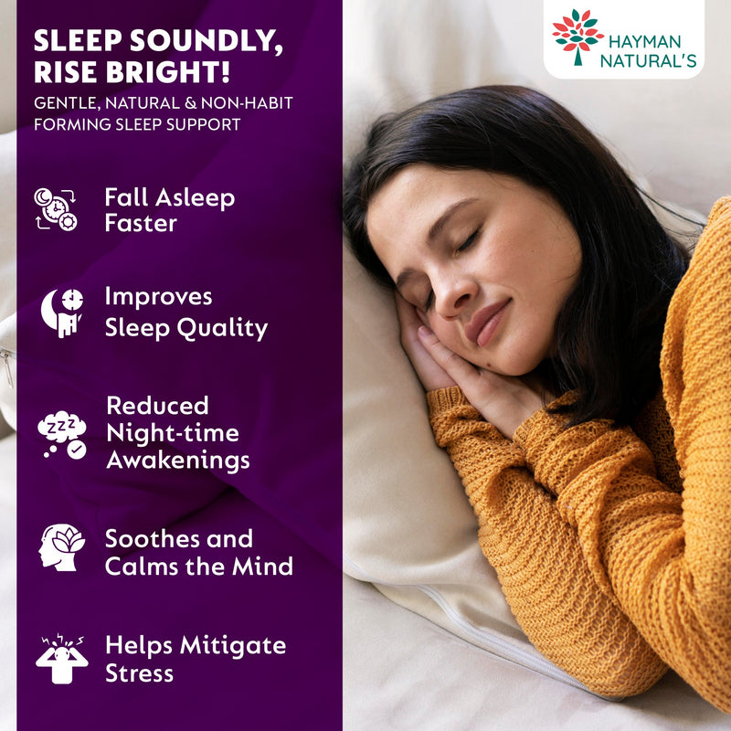 Hayman Natural's Melatonin 10 mg Sleeping Pills with Tagar 250 mg | Sleep Supplement for Men & Women | Melatonin Tablets for Restful Deep Sleep-120 Veg Tablets