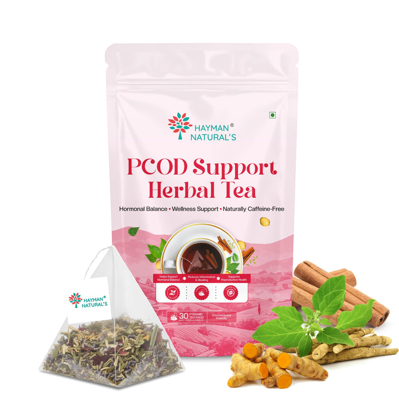 Hayman Natural's PCOD & PCOS Relief Herbal Tea-30 Pyramid Tea Bags,Hormonal Balance & Women’s Wellness Tea