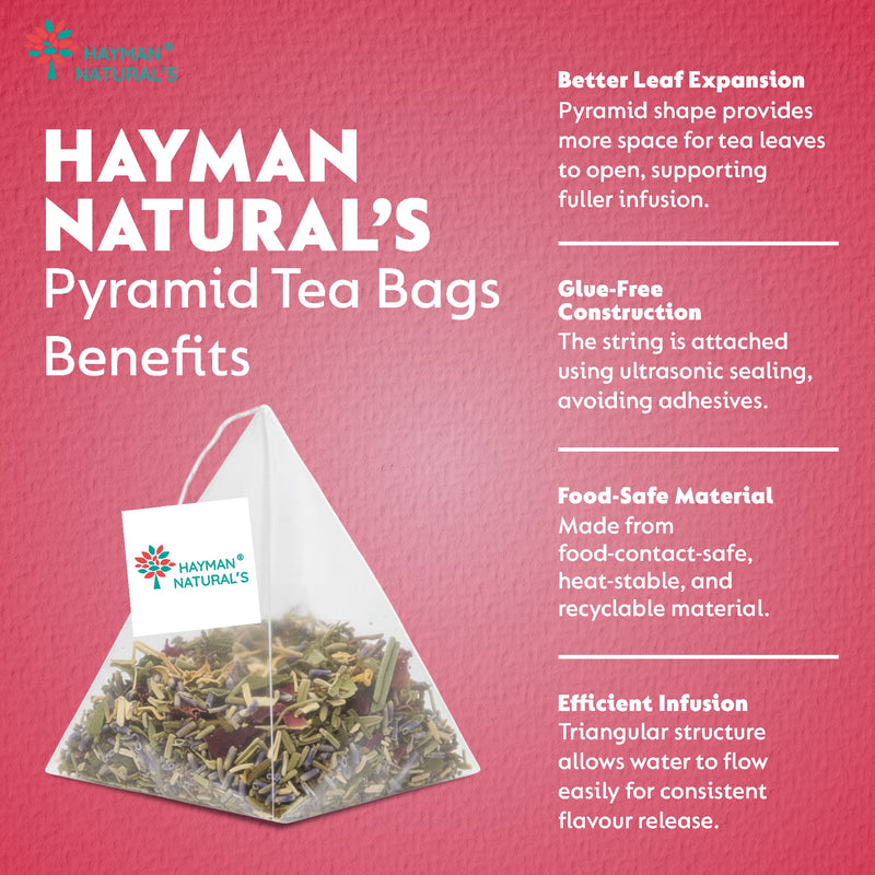 Hayman Natural's PCOD & PCOS Relief Herbal Tea-30 Pyramid Tea Bags,Hormonal Balance & Women’s Wellness Tea