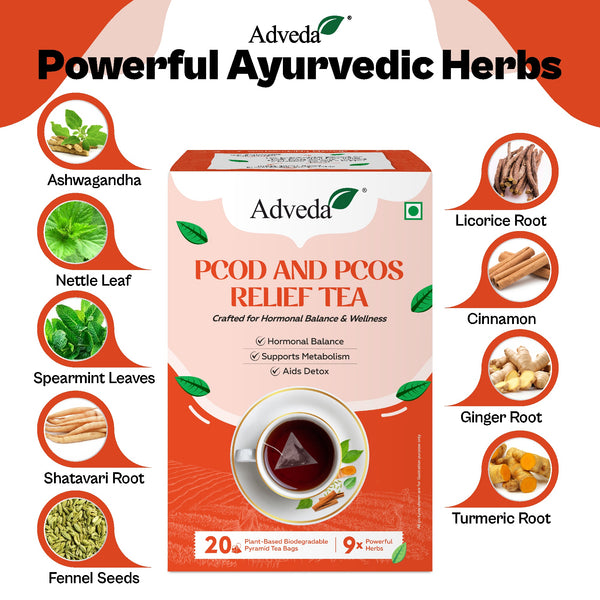 Adveda PCOD & PCOS Relief Herbal Tea- 20  Tea Bags |  Hormonal Balance & Women’s Wellness Tea