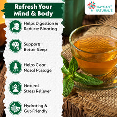 Hayman Natural's Peppermint Herbal Tea-30 Pyramid Tea Bags,Digestive & Refreshing Tea,Caffeine Free