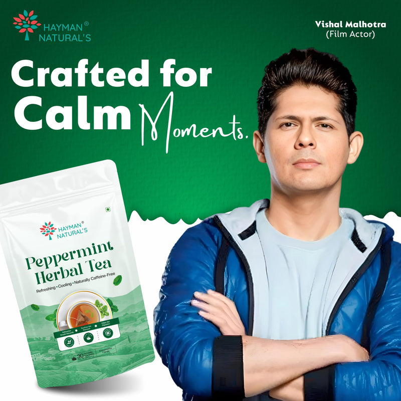 Hayman Natural's Peppermint Herbal Tea-30 Pyramid Tea Bags,Digestive & Refreshing Tea,Caffeine Free