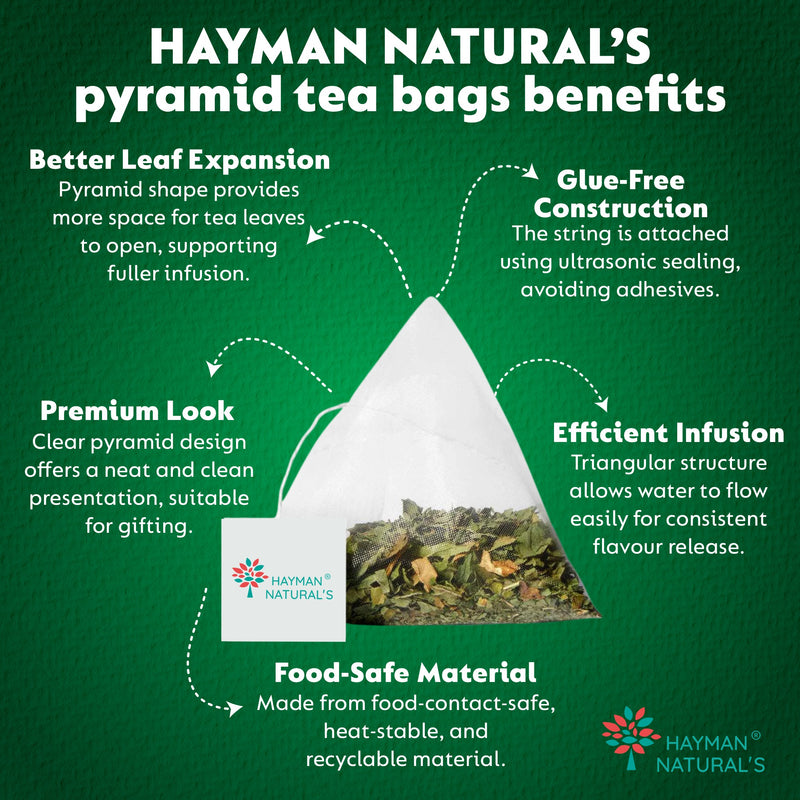 Hayman Natural's Peppermint Herbal Tea-30 Pyramid Tea Bags,Digestive & Refreshing Tea,Caffeine Free