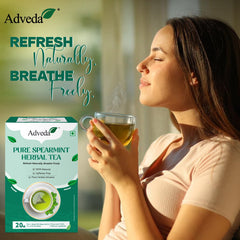 Adveda Pure Spearmint Herbal Tea- 20  Tea Bags | Pcos Relief | Balances Hormones, Reduces Facial Hair & Acne & Supports Digestion