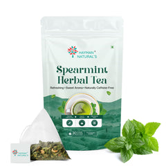 Hayman Natural's Pure Spearmint Herbal Tea-30 Pyramid Tea Bags,Pcos Relief | Balances Hormones, Reduces Facial Hair & Acne & Supports Digestion