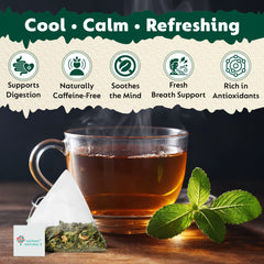 Hayman Natural's Pure Spearmint Herbal Tea-30 Pyramid Tea Bags,Pcos Relief | Balances Hormones, Reduces Facial Hair & Acne & Supports Digestion