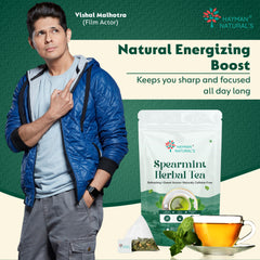 Hayman Natural's Pure Spearmint Herbal Tea-30 Pyramid Tea Bags,Pcos Relief | Balances Hormones, Reduces Facial Hair & Acne & Supports Digestion