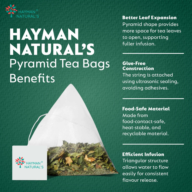 Hayman Natural's Pure Spearmint Herbal Tea-30 Pyramid Tea Bags,Pcos Relief | Balances Hormones, Reduces Facial Hair & Acne & Supports Digestion