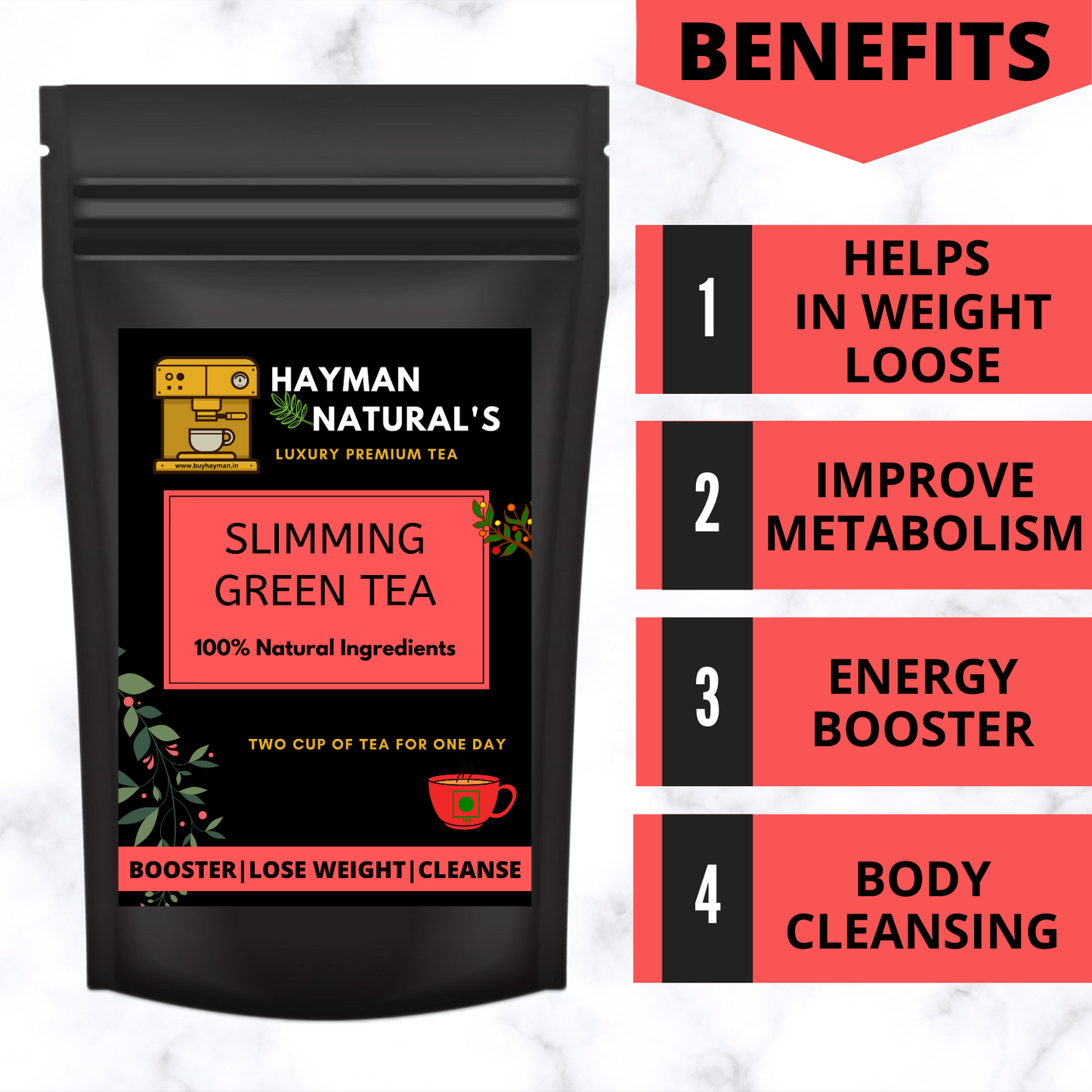 Hayman Natural's Slimming Green Tea | Boost Immunity | Weight Loss Tea