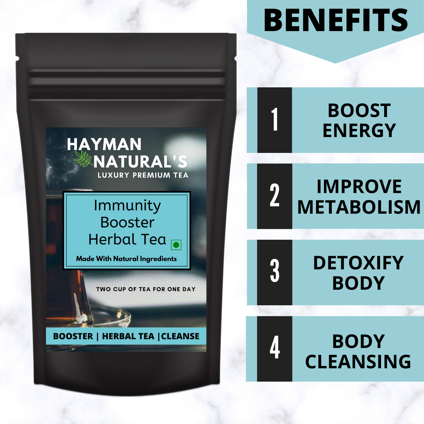 Hayman Natural's Immunity Booster Tea with Tulsi,Cinnamon and Ginger