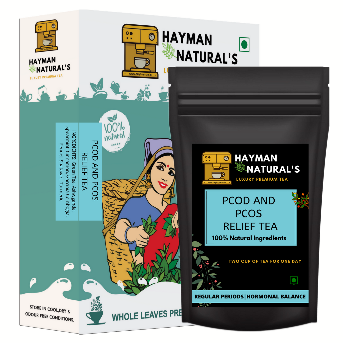 PCOD and PCOS Relief Tea for Regular Periods, Hormonal Balance and Weight Management