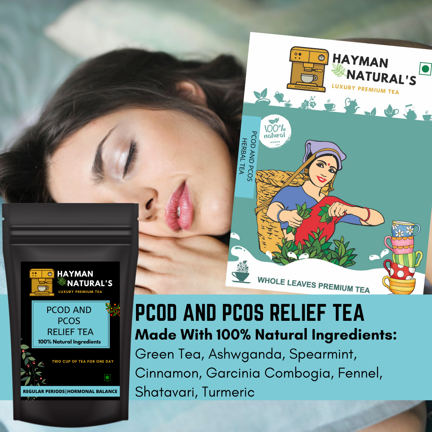 PCOD and PCOS Relief Tea for Regular Periods, Hormonal Balance and Weight Management