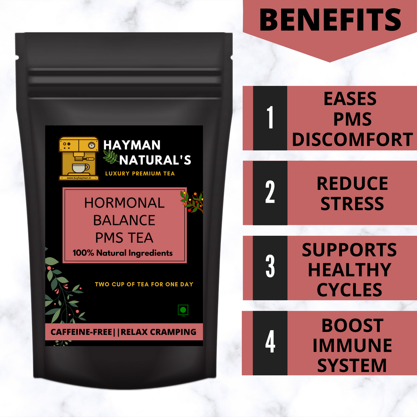 Hayman Natural's Hormonal Balance PMS Menopause Relief Tea for Women