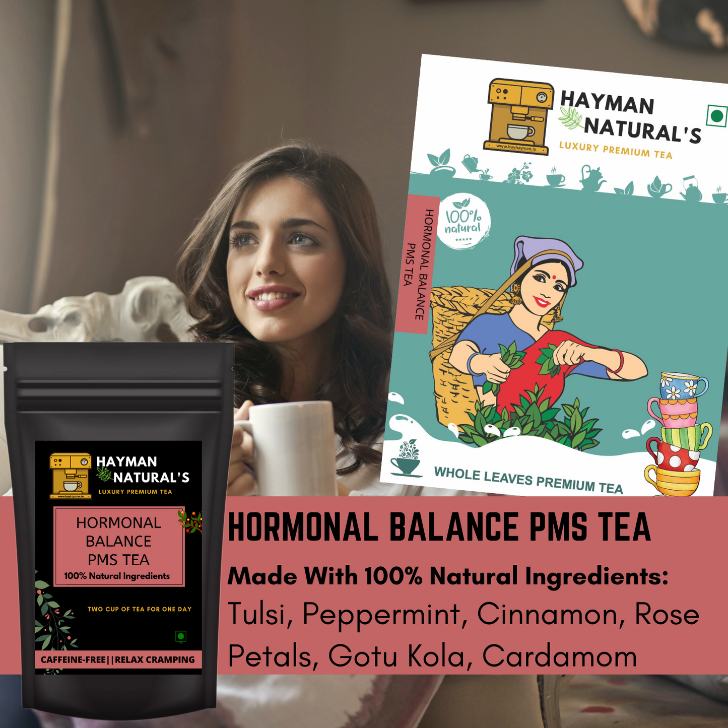 Hayman Natural's Hormonal Balance PMS Menopause Relief Tea for Women