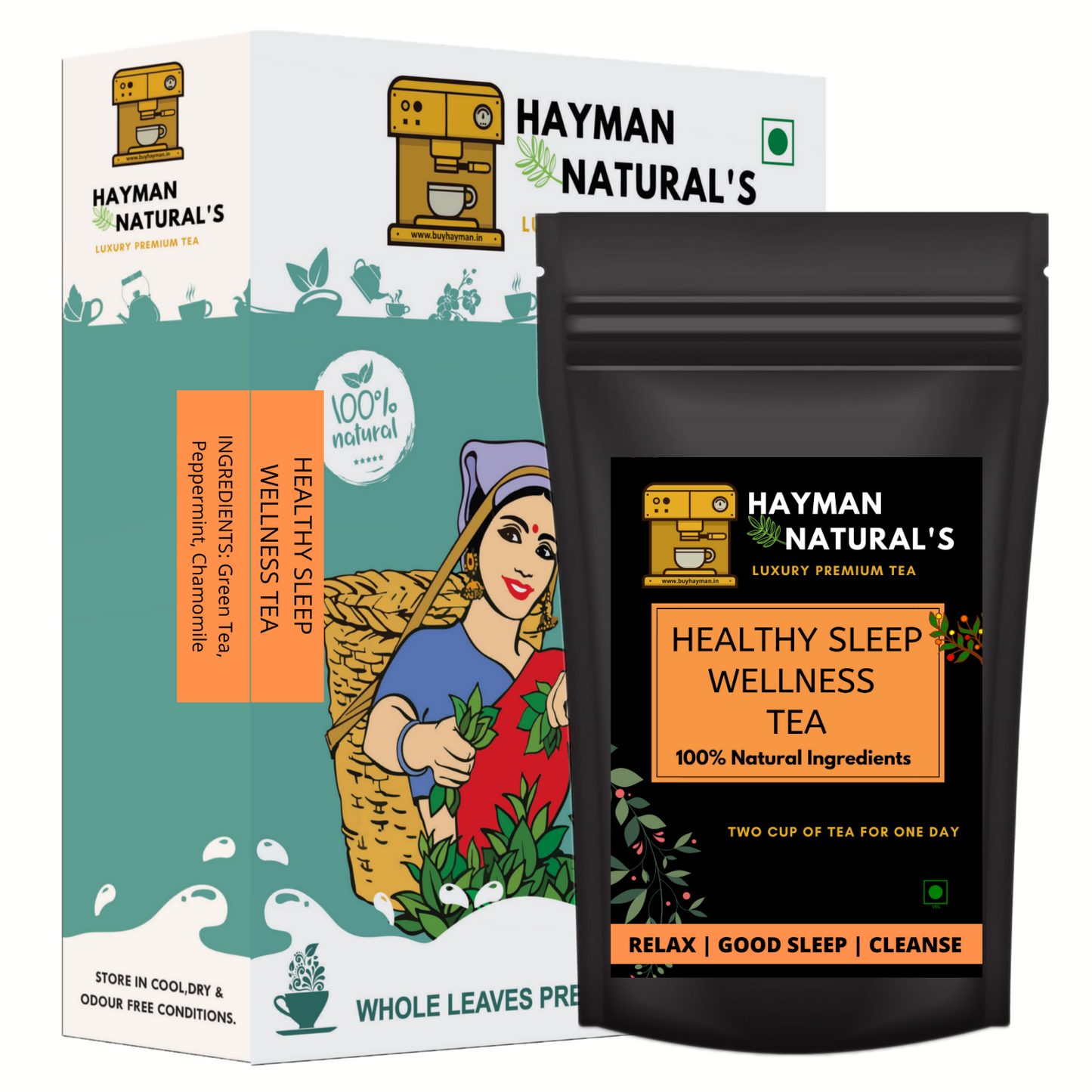 Hayman Natural's Healthy Sleep Wellness Tea for Sleep, Stress,Relaxation and Anxiety